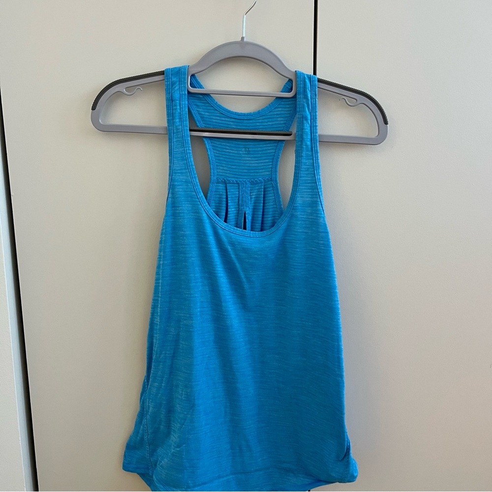 Blue lululemon top with cute back detailing